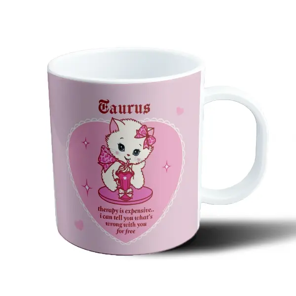 Taza de Plástico Tauro Gatito Therapy Expensive