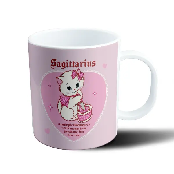 Taza de Plástico Signos Zodiacales Sagitario Gatito Pastel