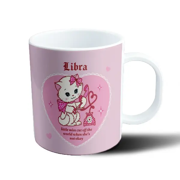 Taza de Plástico Libra Gatita Teléfono Rosa