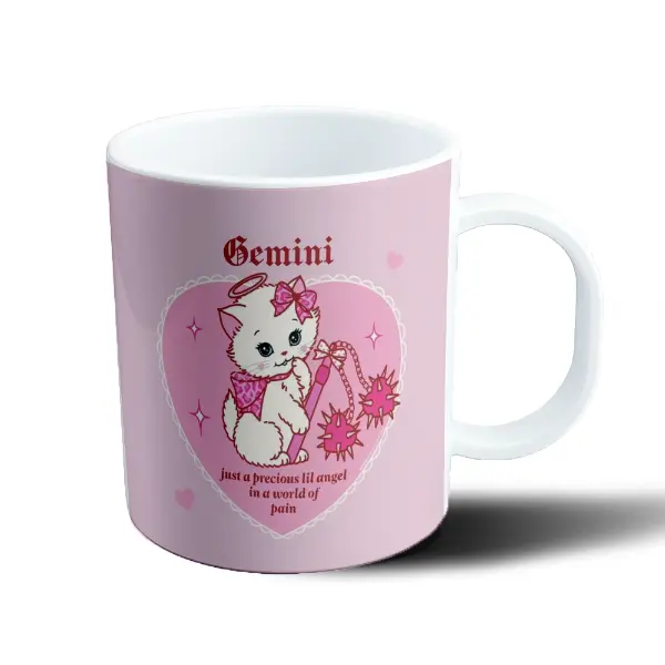 Taza de Plástico Géminis Gatito Ángel con Mazas
