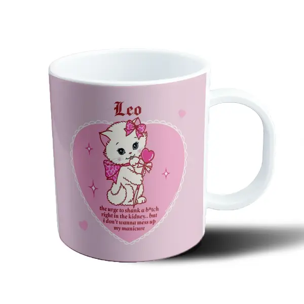 Taza de Plástico Leo Gatito Kawaii Manicura