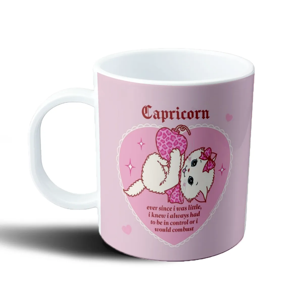 Taza de Plástico Capricornio Gatito con Moño Leopardo - vista 2