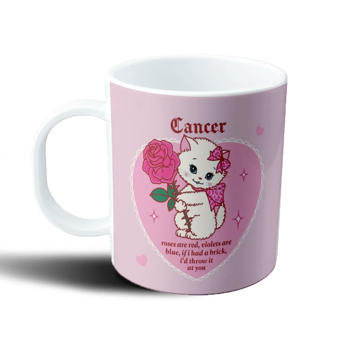 Taza de Plástico Signo Cancer Gatito con Rosa - vista 2