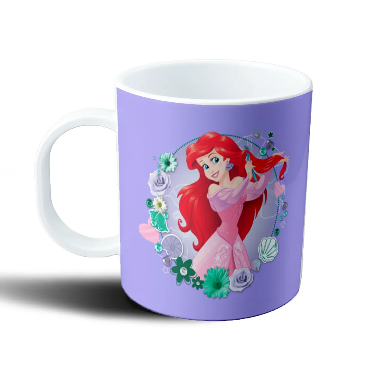 Taza de Plástico La Sirenita Ariel con Vestido Rosa y Flores - vista 2