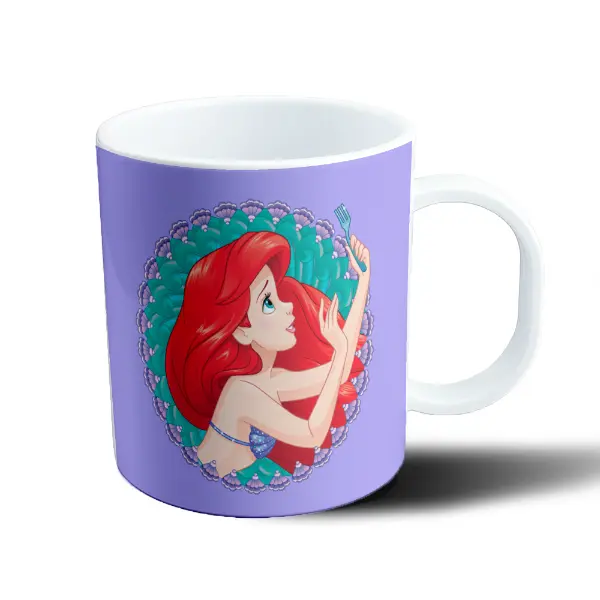 Taza de Plástico La Sirenita Ariel con Tenedor