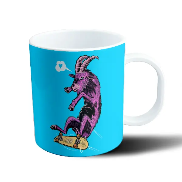 Taza de Plástico Cabra Skater Violeta en Patineta