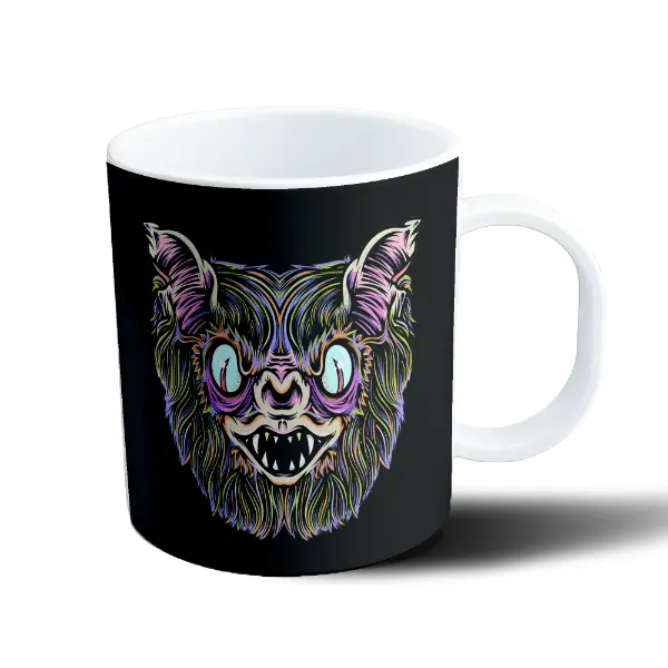 Taza de Plástico Skate Murciélago Monstruo Neón