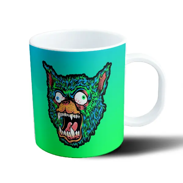 Taza de Plástico Skate Gato Monstruo Verde Ojos Saltones