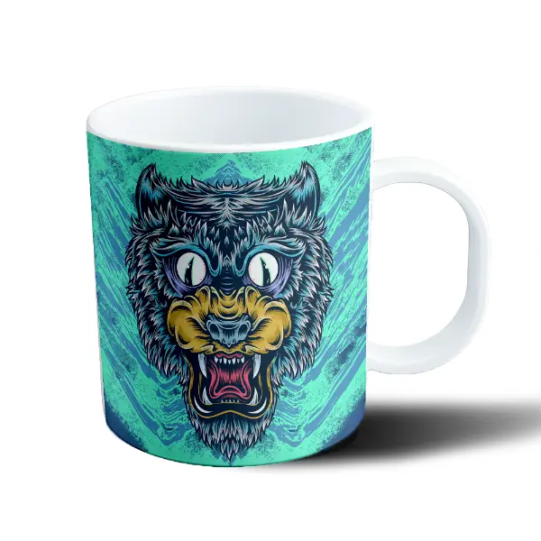 Taza de Plástico Skate Lobo Monstruo Ojos Saltones