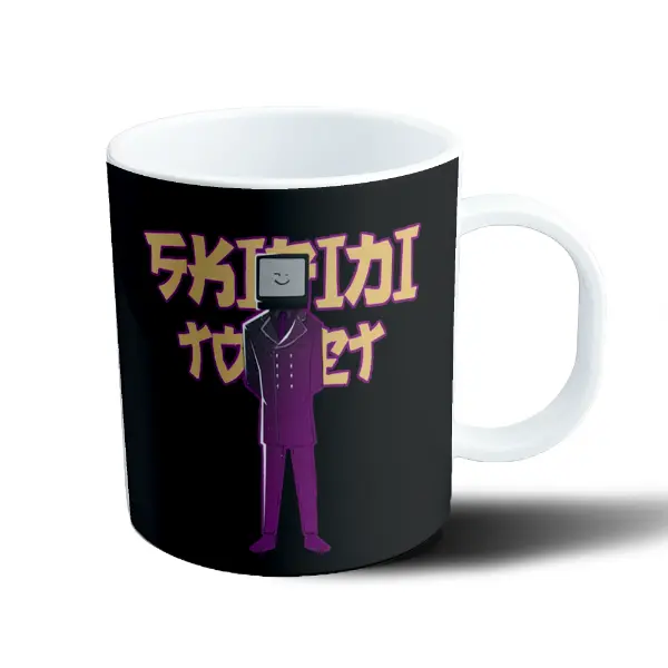 Taza de Plástico Skibidi Toilet TV Man Traje Violeta