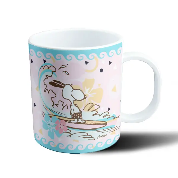 Taza de Plástico Snoopy Surfista Olas Tropicales