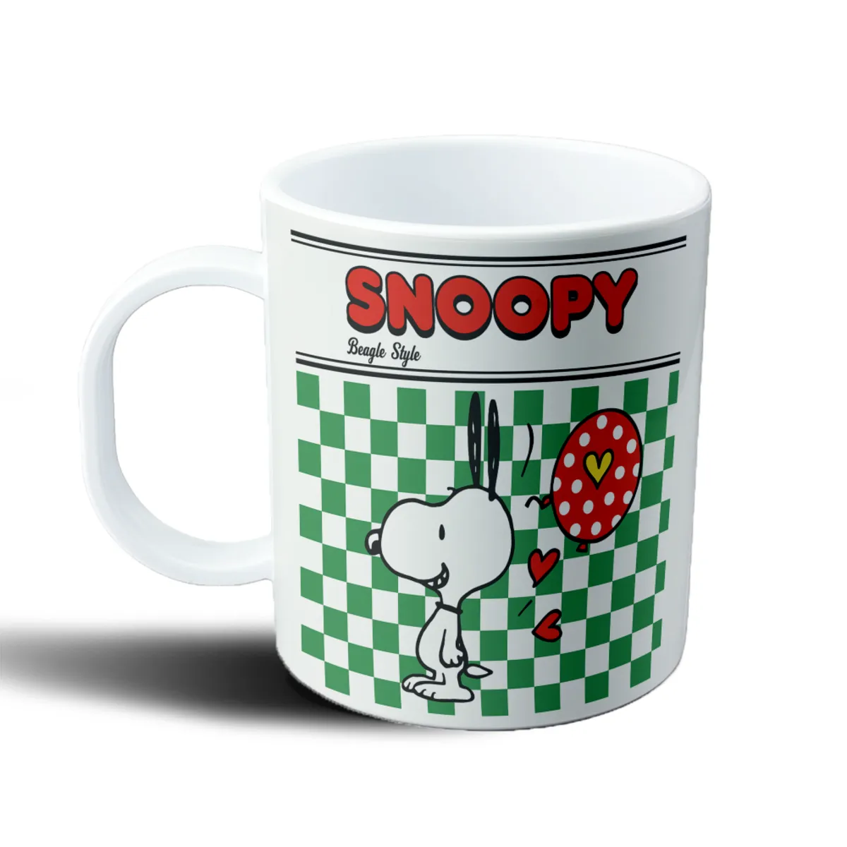 Taza de Plástico Snoopy Beagle Style Tablero Verde y Corazones - vista 2