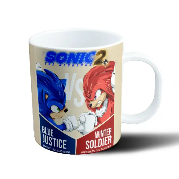 Taza de Plástico Sonic 2 Sonic vs Knuckles Blue Justice