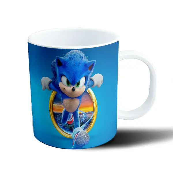Taza de Plástico Sonic Película Sonic Saltando por el Anillo