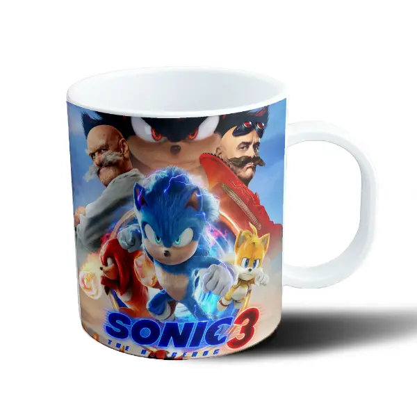 Taza de Plástico Sonic 3 la Película Sonic Shadow Eggman Knuckles Tails