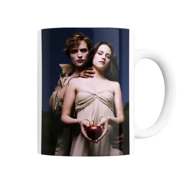Taza de Cerámica Crepúsculo Pareja con Manzana Roja
