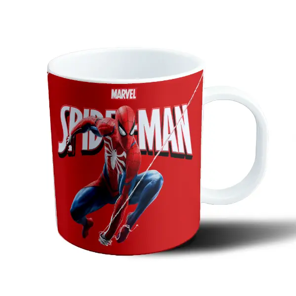 Taza de Plástico Spiderman Traje Dorsal Blanco Marvel