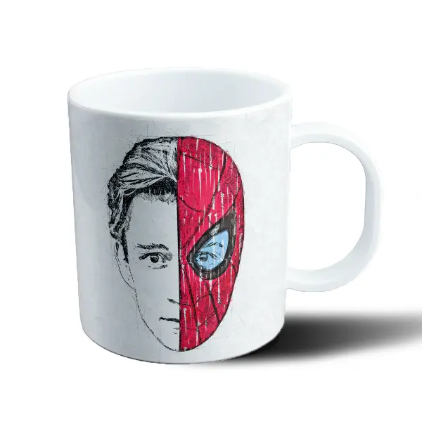 Taza de Plástico Spiderman No Way Home Peter Parker Rostro y Máscara