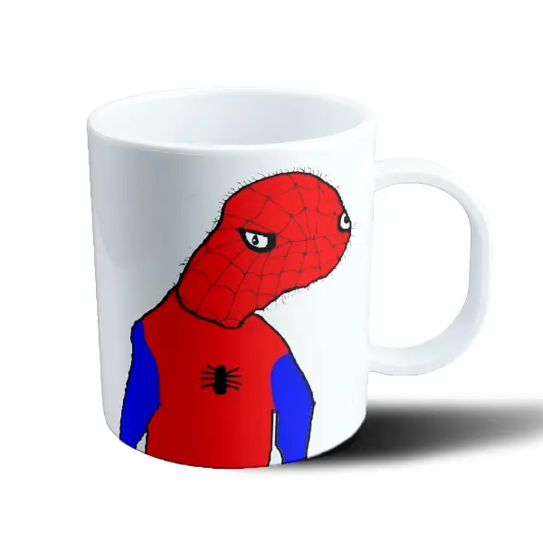 Taza de Plástico Spiderman Meme Cabeza Caída