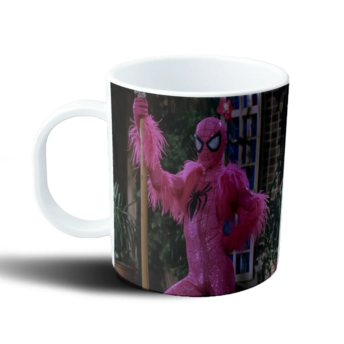Taza de Plástico Spiderman Rosa con Plumas - vista 2