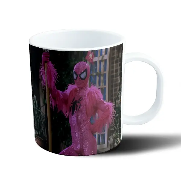 Taza de Plástico Spiderman Rosa con Plumas