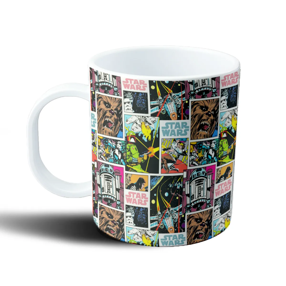 Taza de Plástico Star Wars Cómic Retro Chewbacca Darth Vader Boba Fett - vista 2
