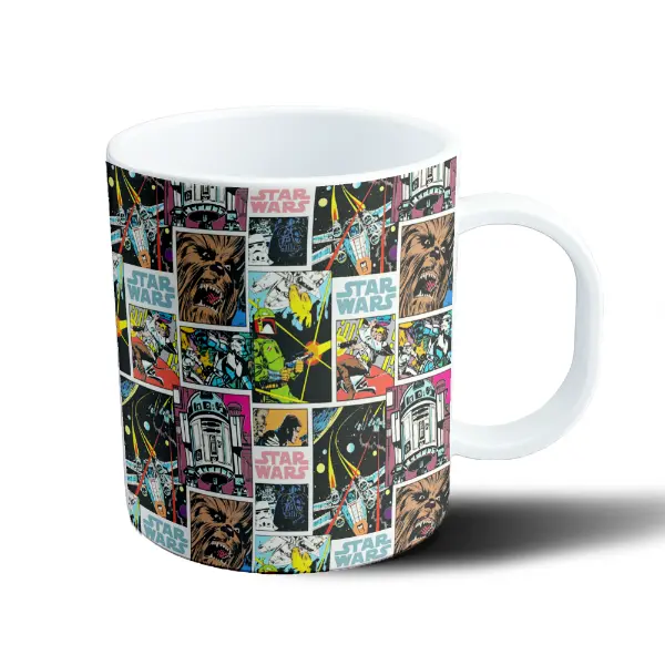 Taza de Plástico Star Wars Cómic Retro Chewbacca Darth Vader Boba Fett