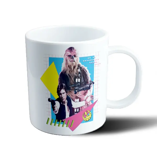 Taza de Plástico Star Wars Han Solo y Chewbacca Retro Neon