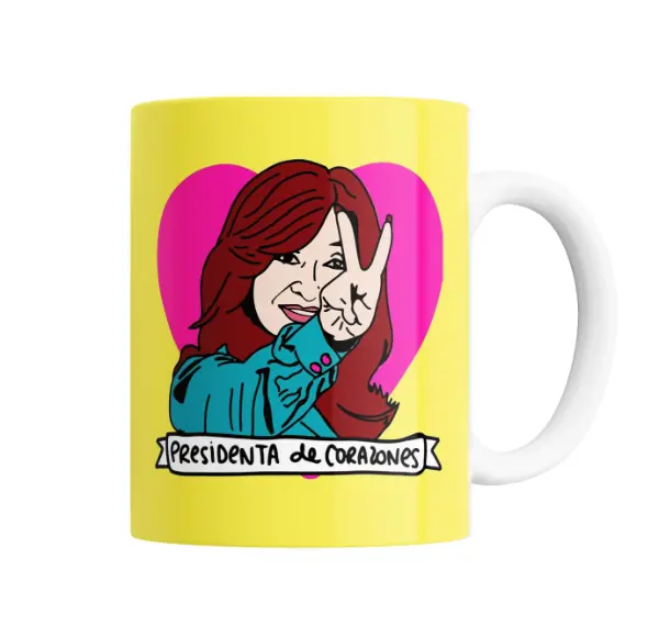 Taza de Cerámica Cristina Presidenta de Corazones