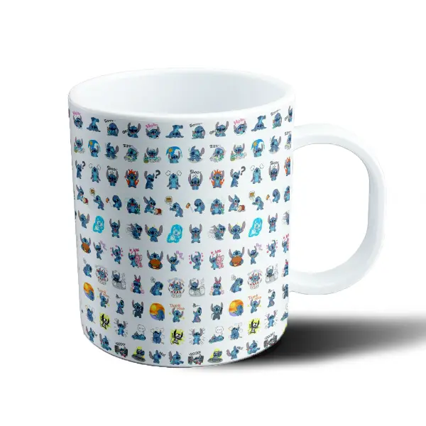 Taza de Plástico Stitch Estampado Múltiple Emojis