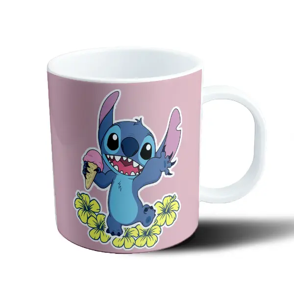 Taza de Plástico Stitch con Helado y Flores