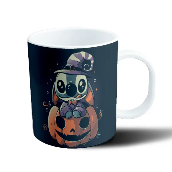 Taza de Plástico Stitch Halloween Bruja Calabaza