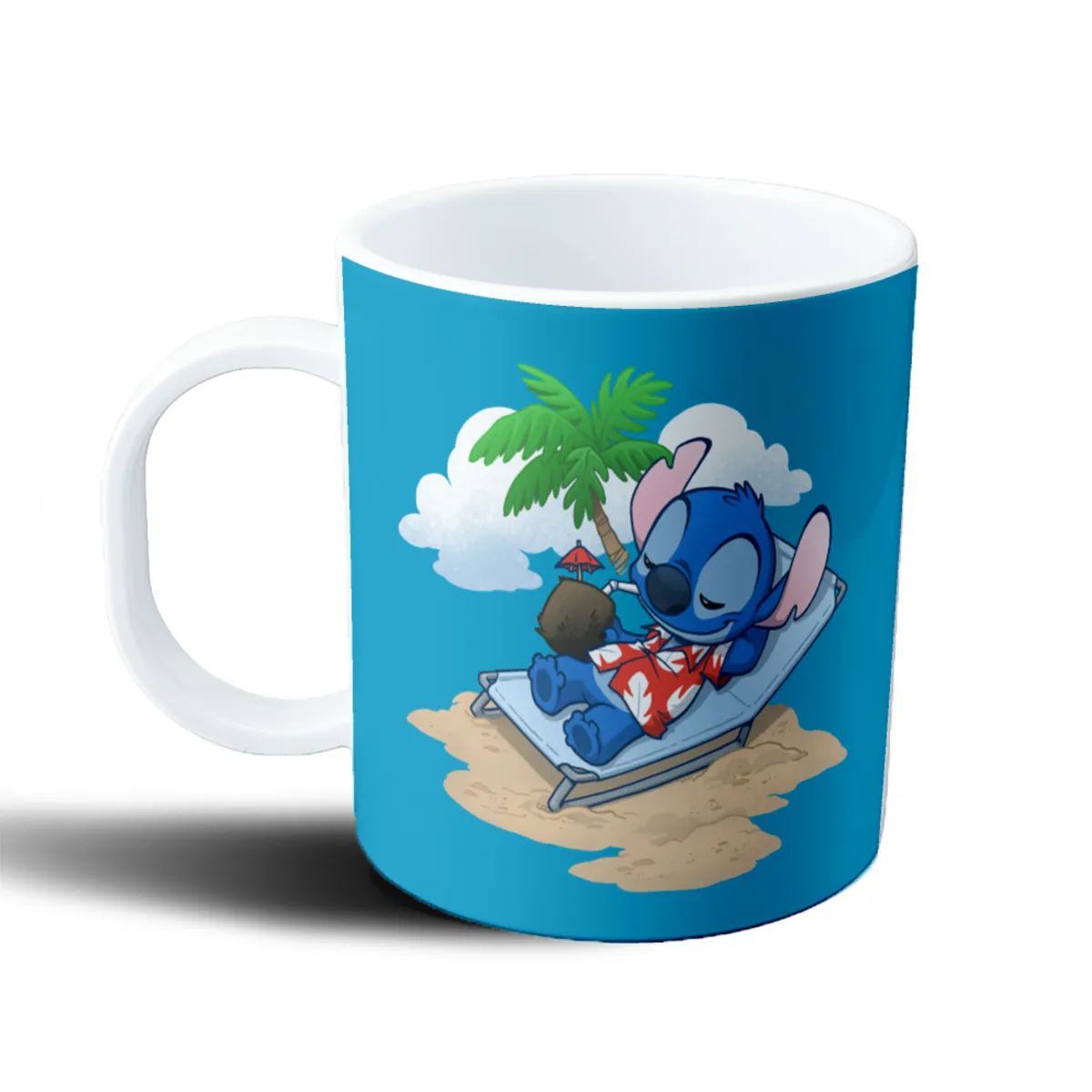 Taza de Plástico Stitch Tomando Sol en la Playa - vista 2