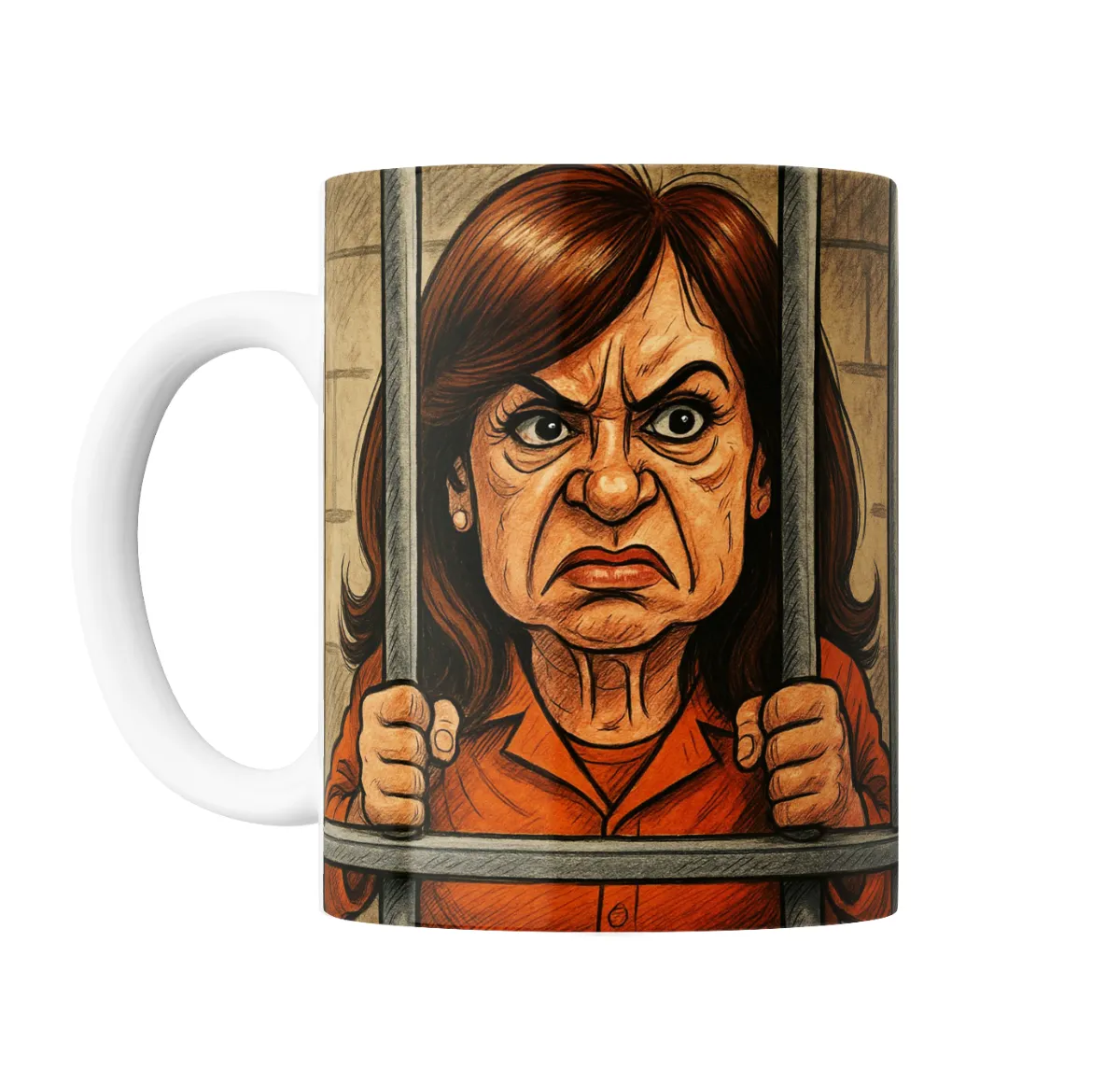 Taza de Cerámica Cristina Presa Caricatura Tras las Rejas - vista 2