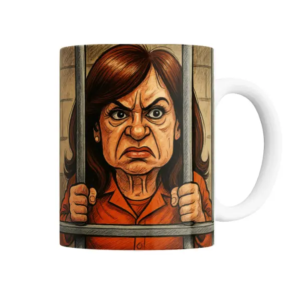 Taza de Cerámica Cristina Presa Caricatura Tras las Rejas