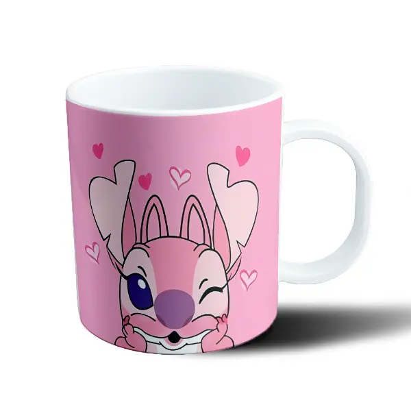 Taza de Plástico Stitch Angel Guiño Corazones