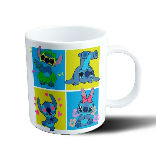 Taza de Plástico Stitch Cuatro Poses Verano Hawaii