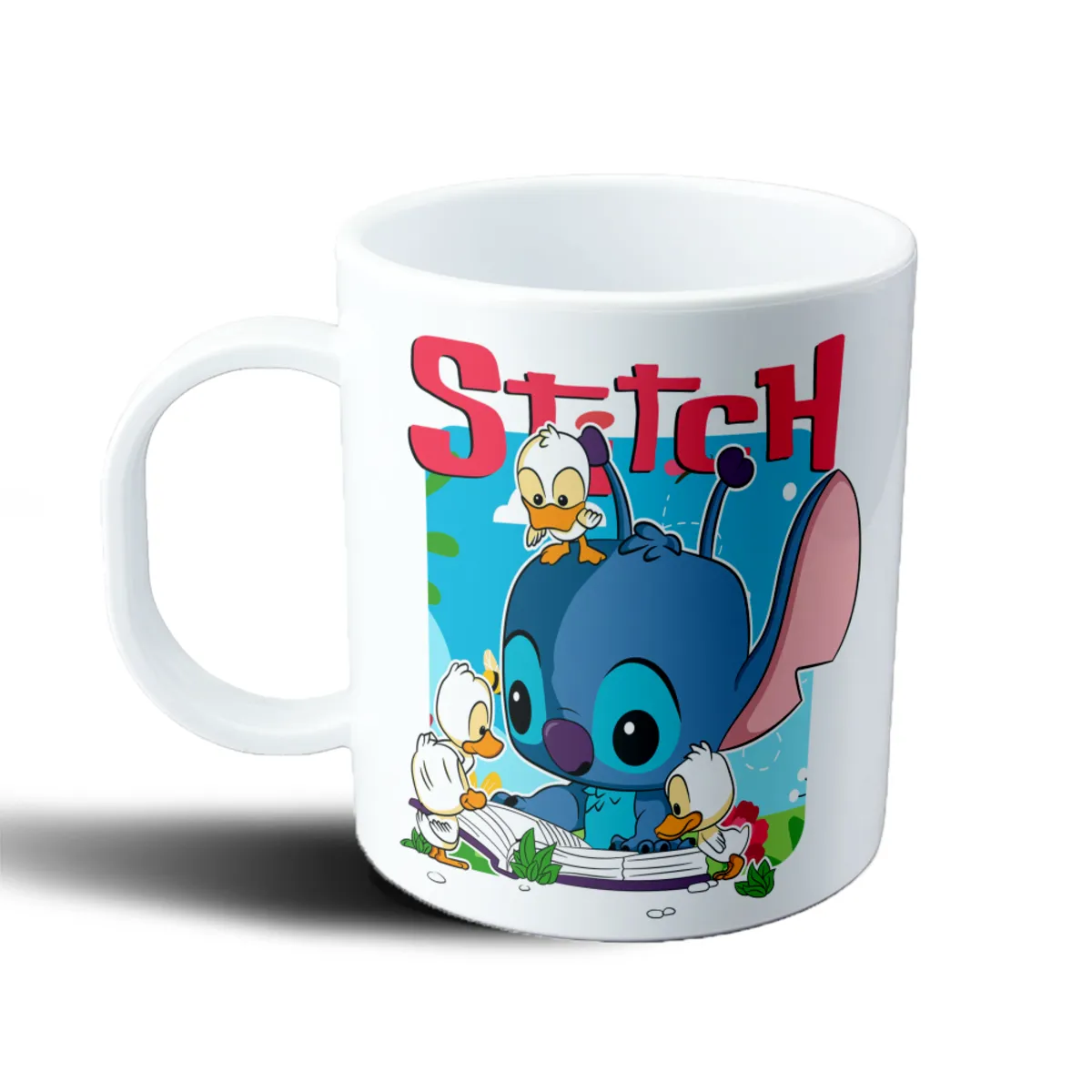 Taza de Plástico Stitch leyendo cuento con patitos - vista 2