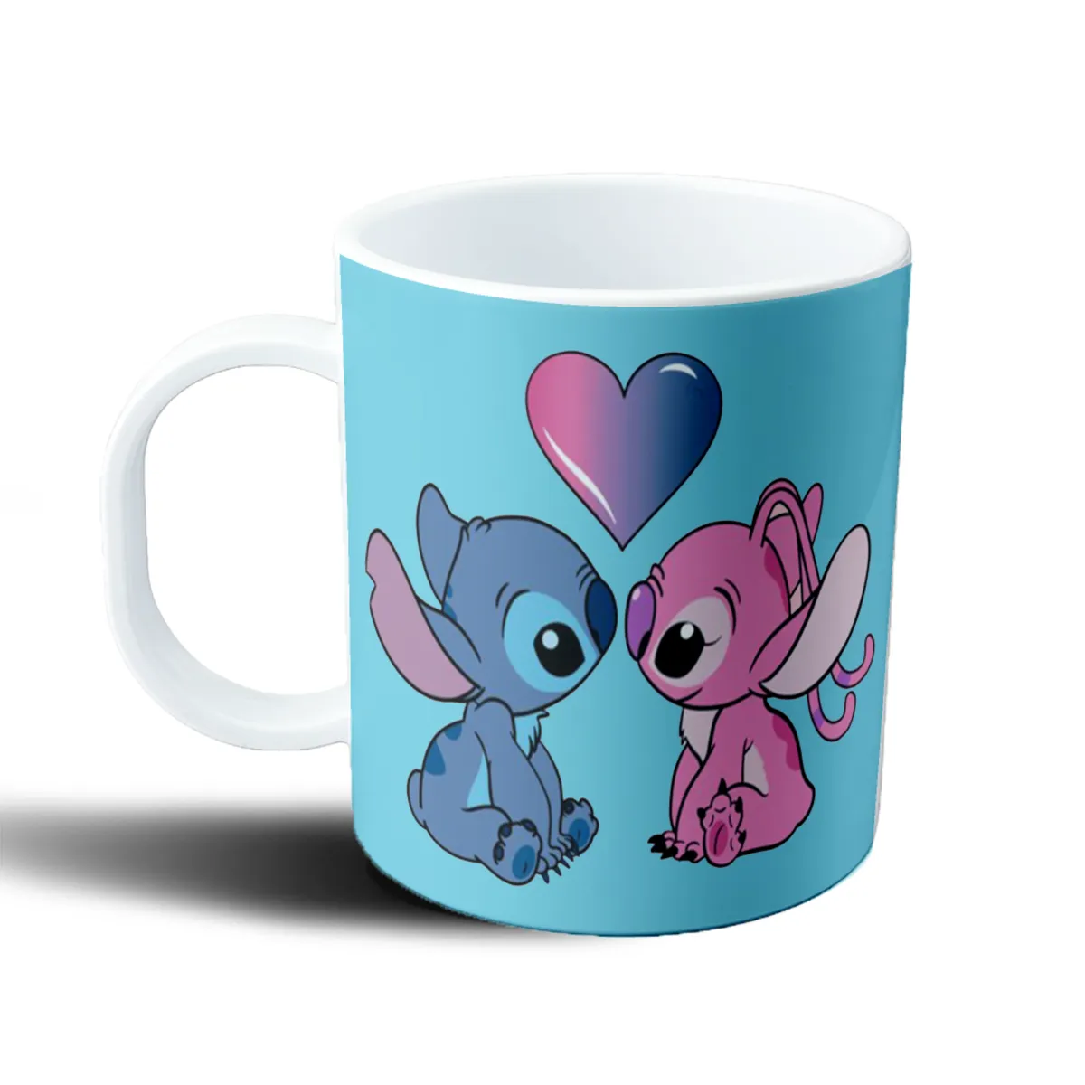 Taza de Plástico Stitch y Angel Corazón - vista 2