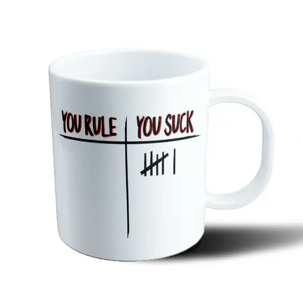 Taza de Plástico Stranger Things You Rule You Suck Tabla de Conteo