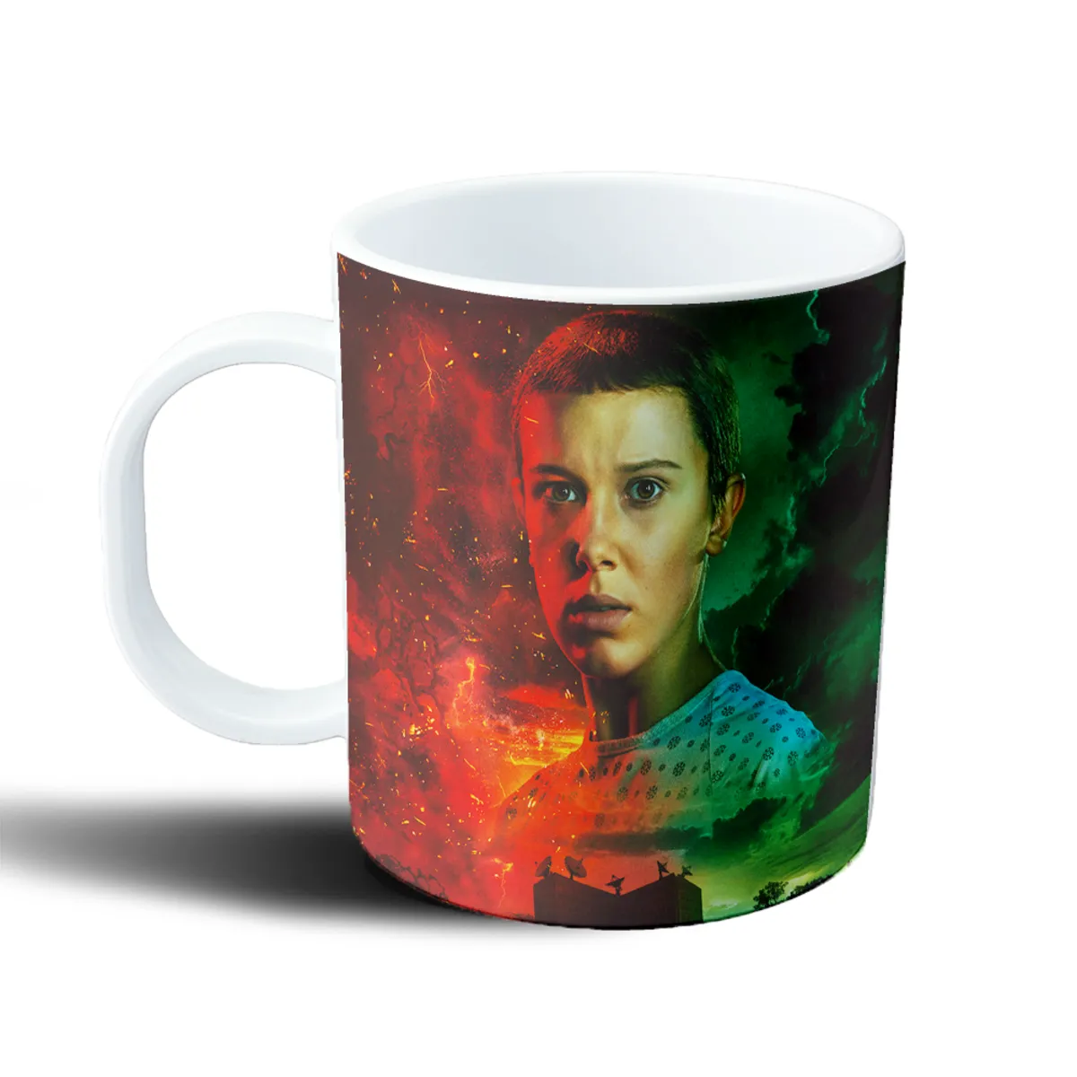 Taza de Plástico Stranger Things Eleven Rojo y Verde - vista 2
