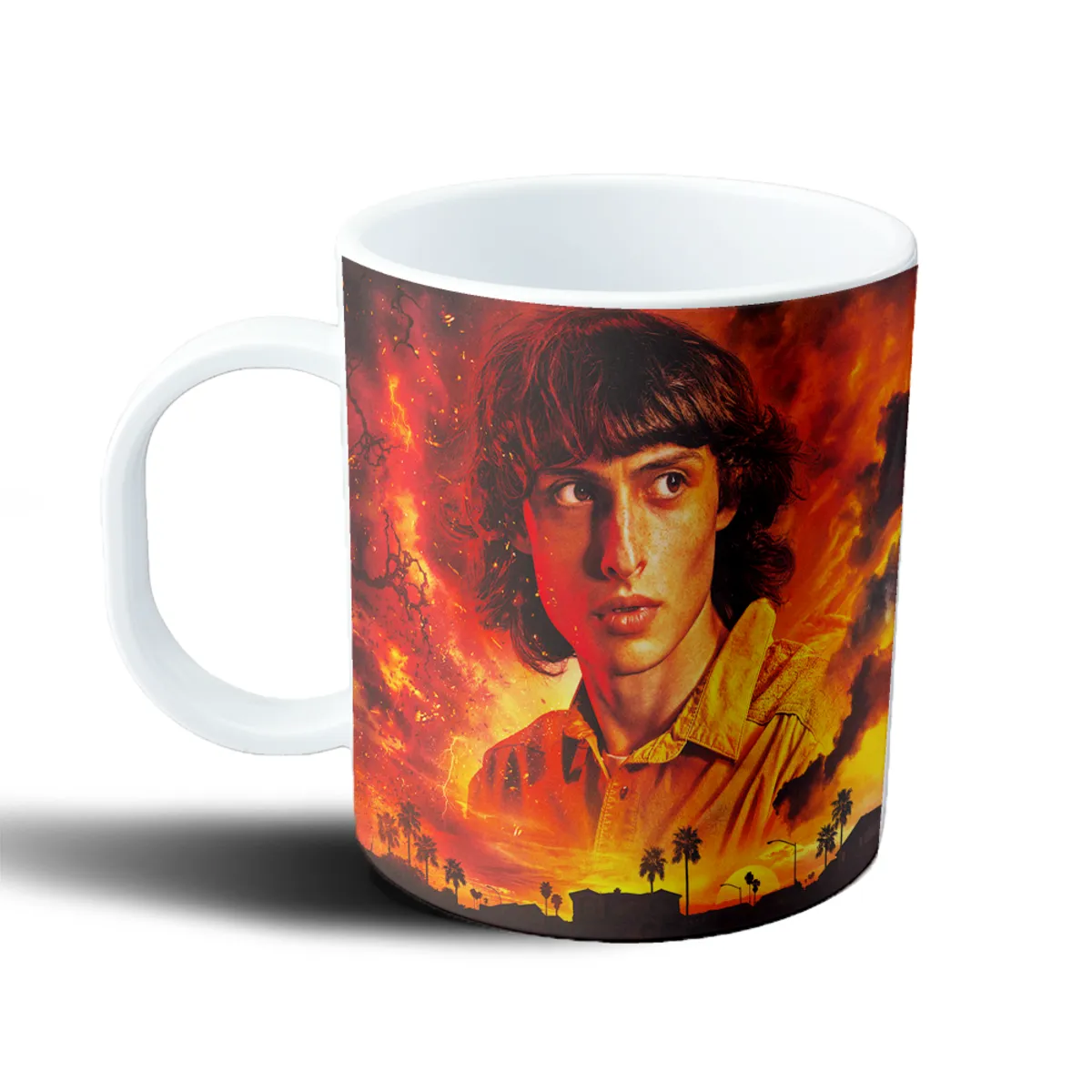 Taza de Plástico Stranger Things Retrato Fuego y Palmeras - vista 2