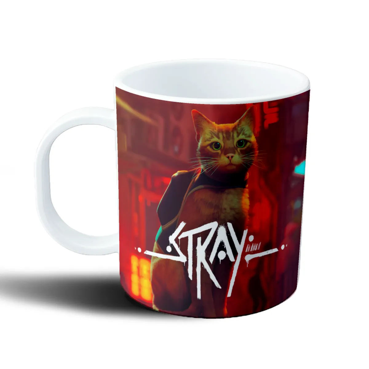 Taza de Plástico Stray Gato Naranja Neón - vista 2