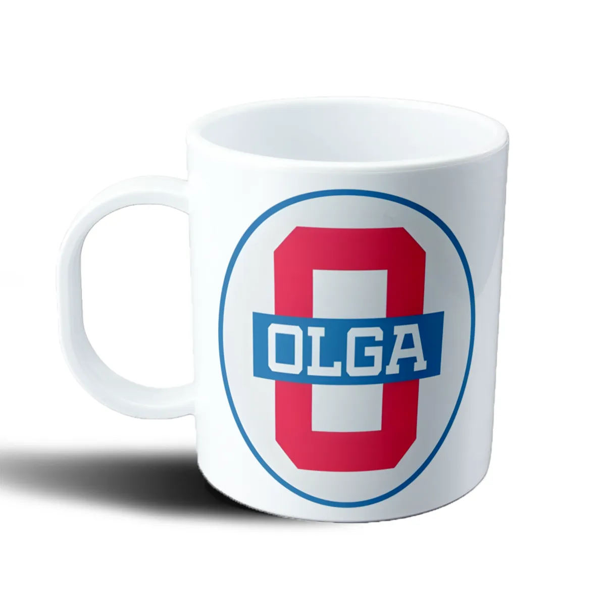 Taza de Plástico Olga Logo Rojo y Azul - vista 2