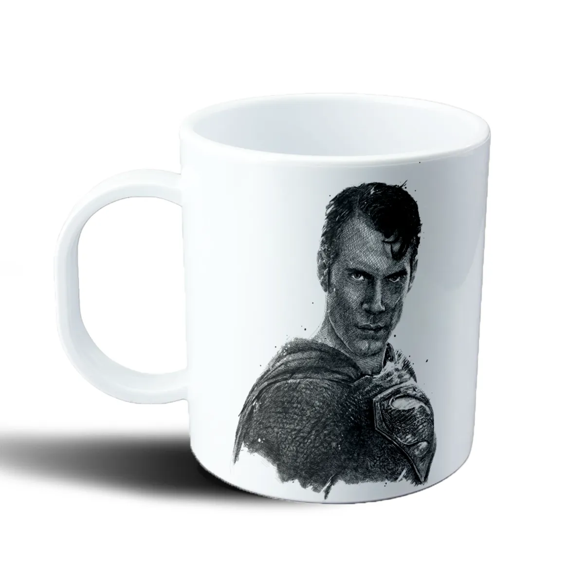 Taza de Plástico Superman Retrato Dibujo Blanco y Negro - vista 2