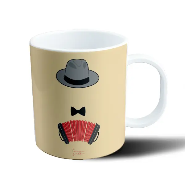 Taza de Plástico Tango Guapo Sombrero Moño y Bandoneón