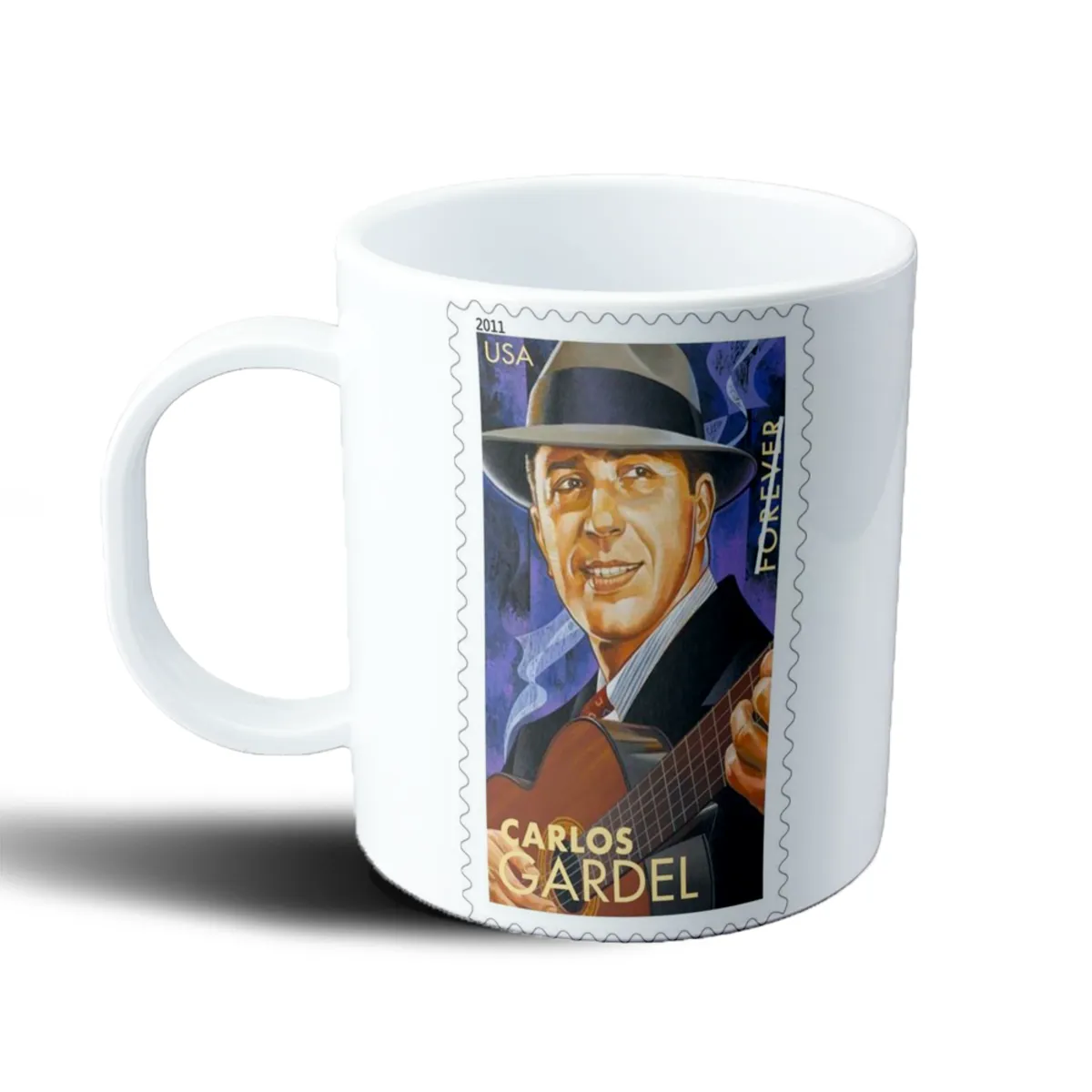 Taza de Plástico Carlos Gardel Sello Postal USA - vista 2