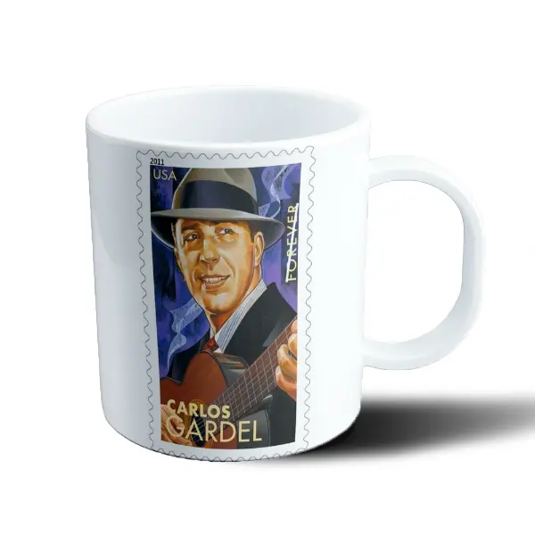 Taza de Plástico Carlos Gardel Sello Postal USA