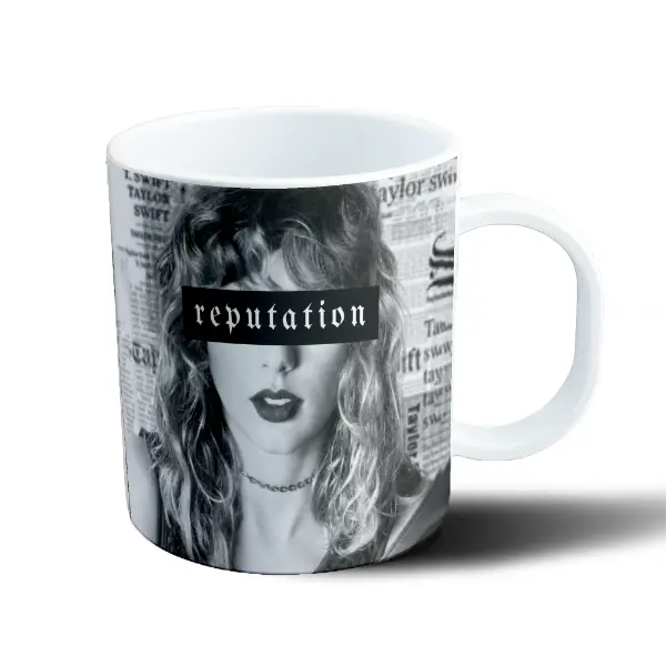 Taza de Plástico Taylor Swift Reputation Blanco y Negro