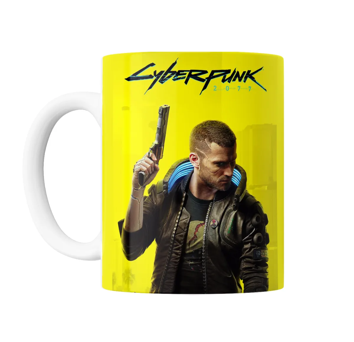 Taza de Cerámica Cyberpunk 2077 V con pistola - vista 2